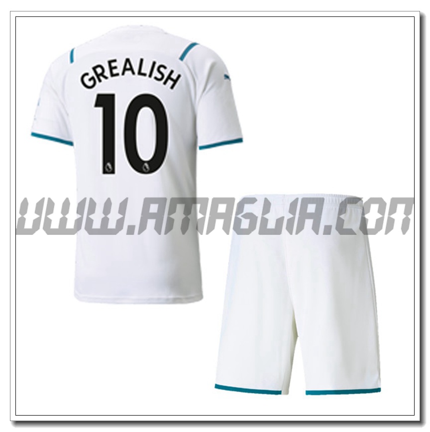 Kit Maglia GREALISH 10 Manchester City Bambino Seconda 2021 2022