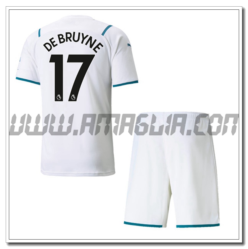 Kit Maglia DEBRUYNE 17 Manchester City Bambino Seconda 2021 2022