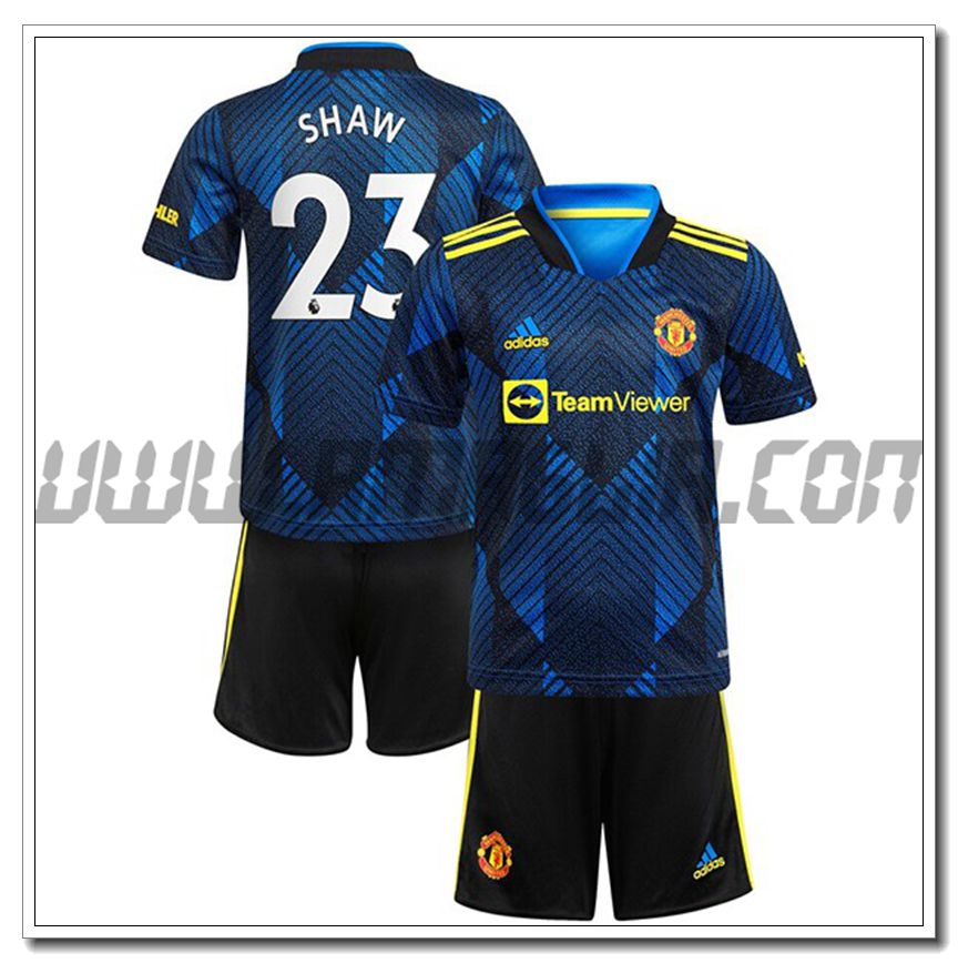 Kit Maglia Shaw 23 Manchester United Bambino Terza 2021 2022