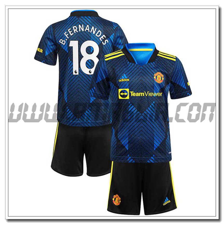 Kit Maglia B.Fernandes 18 Manchester United Bambino Terza 2021 2022