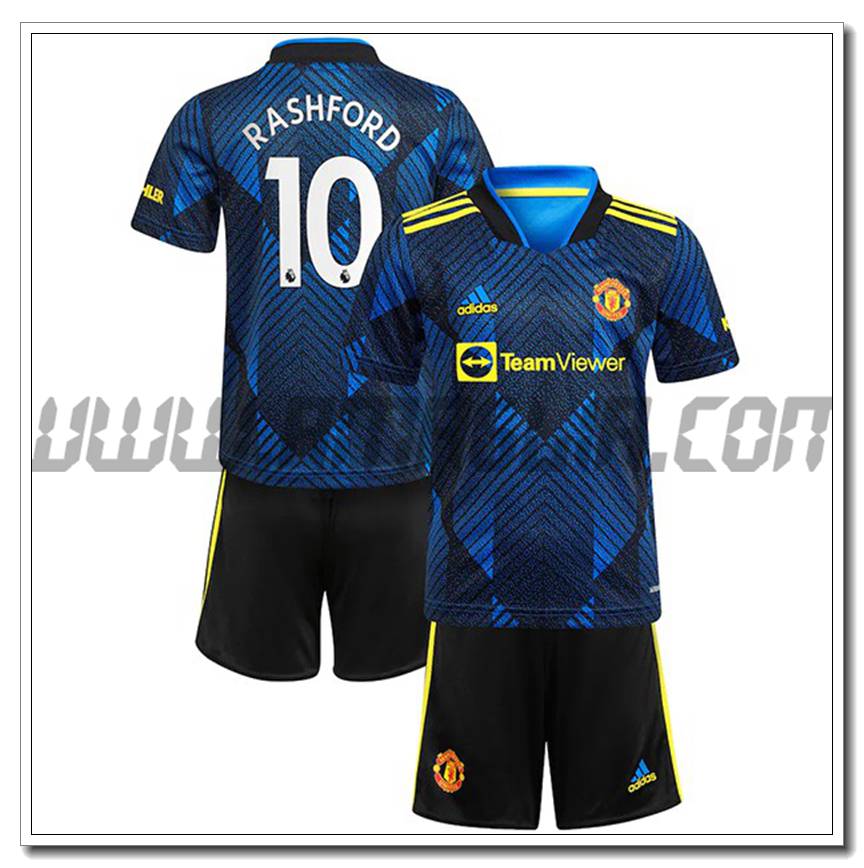 Kit Maglia Rashford 10 Manchester United Bambino Terza 2021 2022
