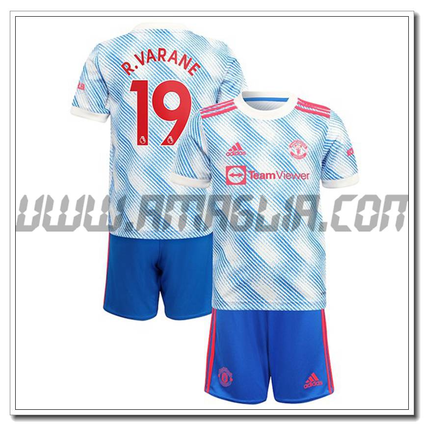 Kit Maglia R.Varane 19 Manchester United Bambino Seconda 2021 2022