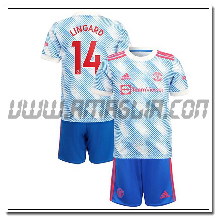Kit Maglia Lingard 14 Manchester United Bambino Seconda 2021 2022