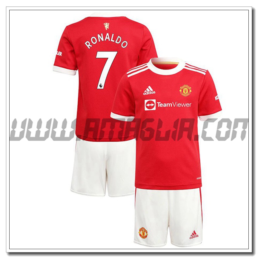 Kit Maglia Ronaldo 7 Manchester United Bambino Prima 2021 2022