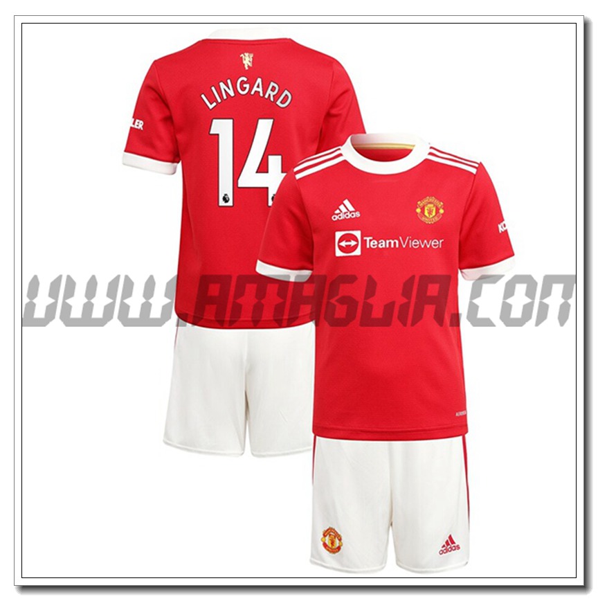 Kit Maglia Lingard 14 Manchester United Bambino Prima 2021 2022