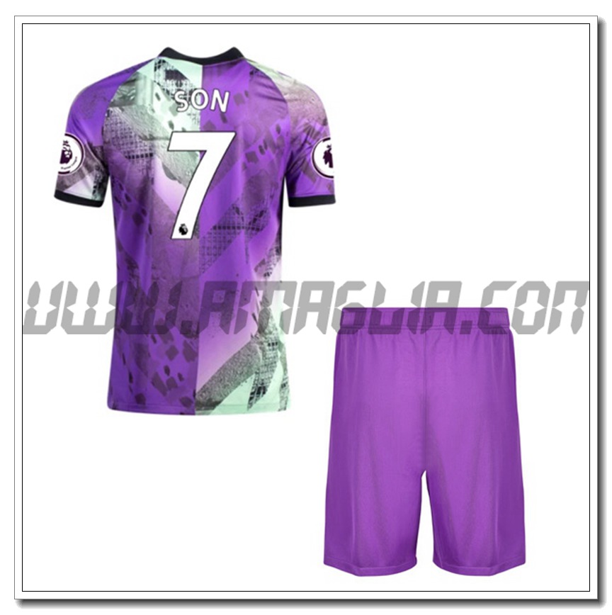 Kit Maglia Son Heung-Min 7 Tottenham Hotspur Bambino Terza 2021 2022