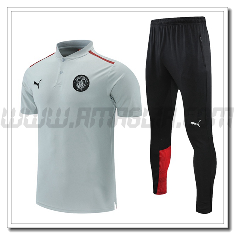Maglia Polo Manchester City + Pantaloni Grigio/Rosso 2021 2022