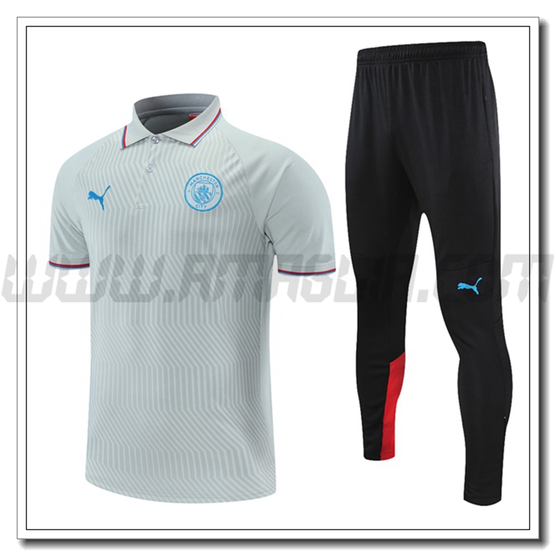 Maglia Polo Manchester City + Pantaloni Rosso/Grigio 2021 2022