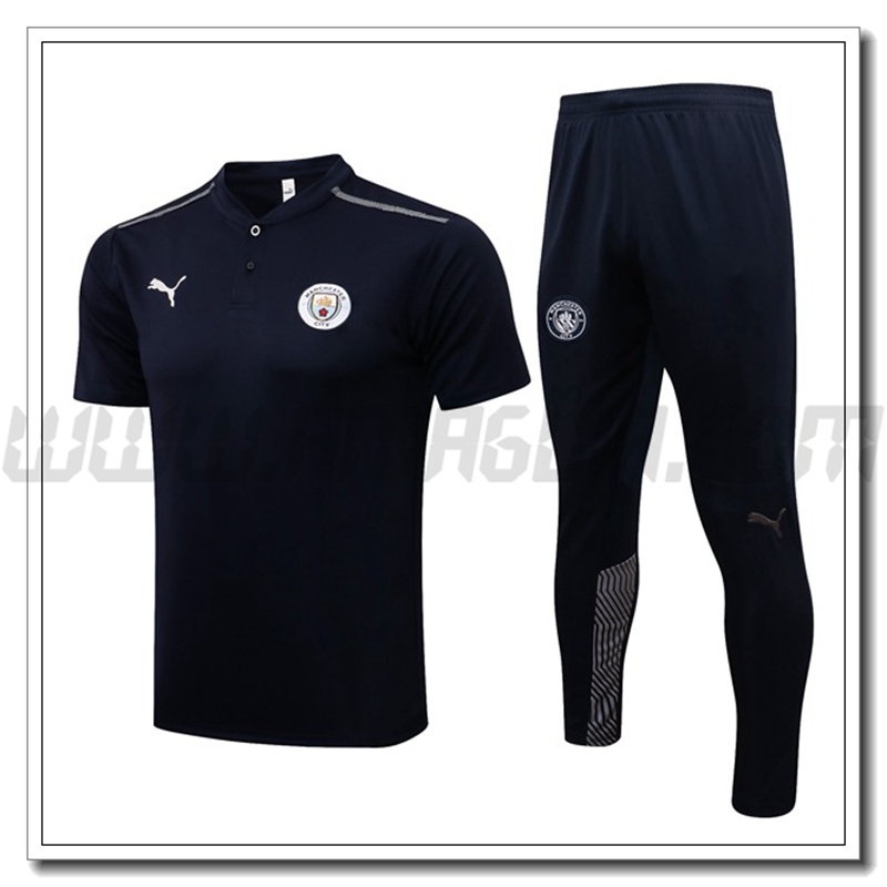 Maglia Polo Manchester City + Pantaloni Nero/Grigio 2021 2022