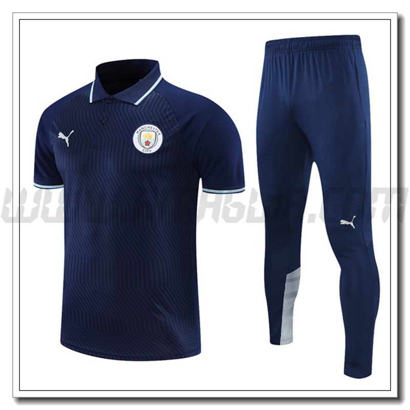 Maglia Polo Manchester City + Pantaloni Blu Marino 2021 2022