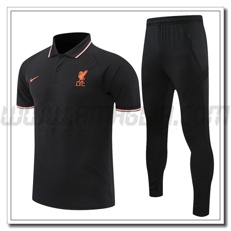 Maglia Polo FC Liverpool + Pantaloni Nero/Bianco/Rosso 2021 2022