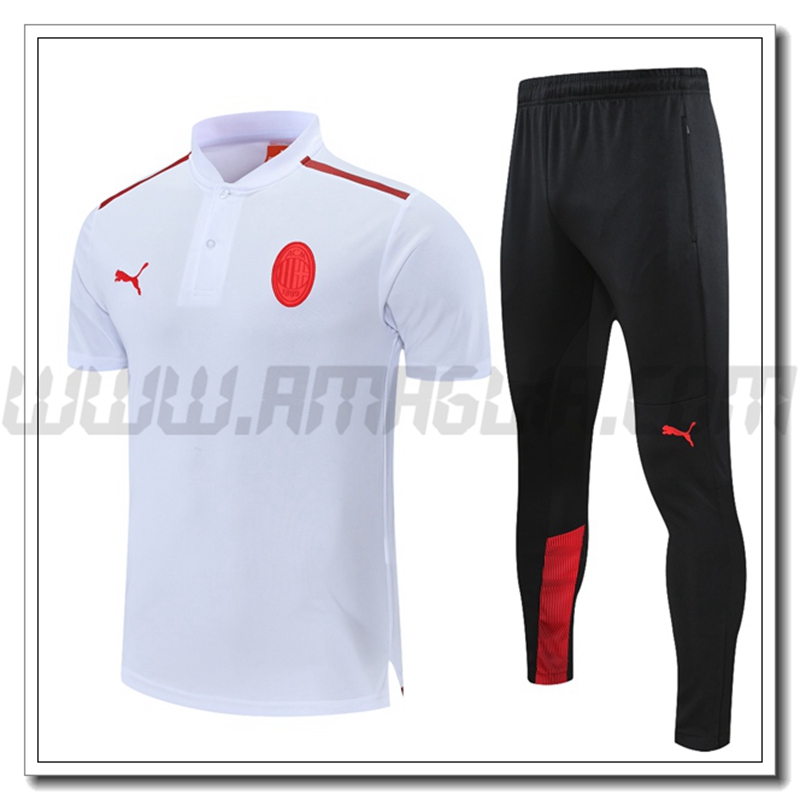 Maglia Polo AC Milan + Pantaloni Bianco/Rosso 2021 2022 -01