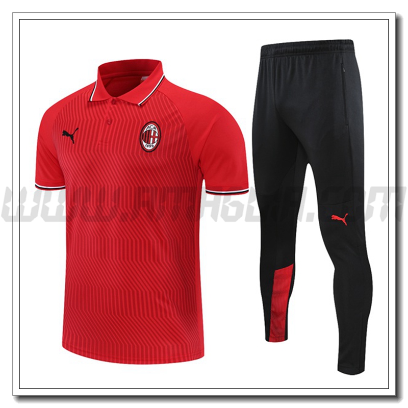 Maglia Polo AC Milan + Pantaloni Rosso 2021 2022 -01