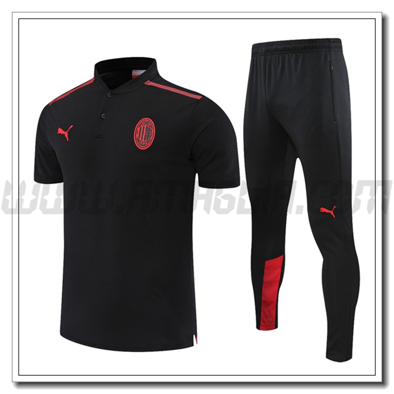 Maglia Polo AC Milan + Pantaloni Nero/Rosso 2021 2022 -01