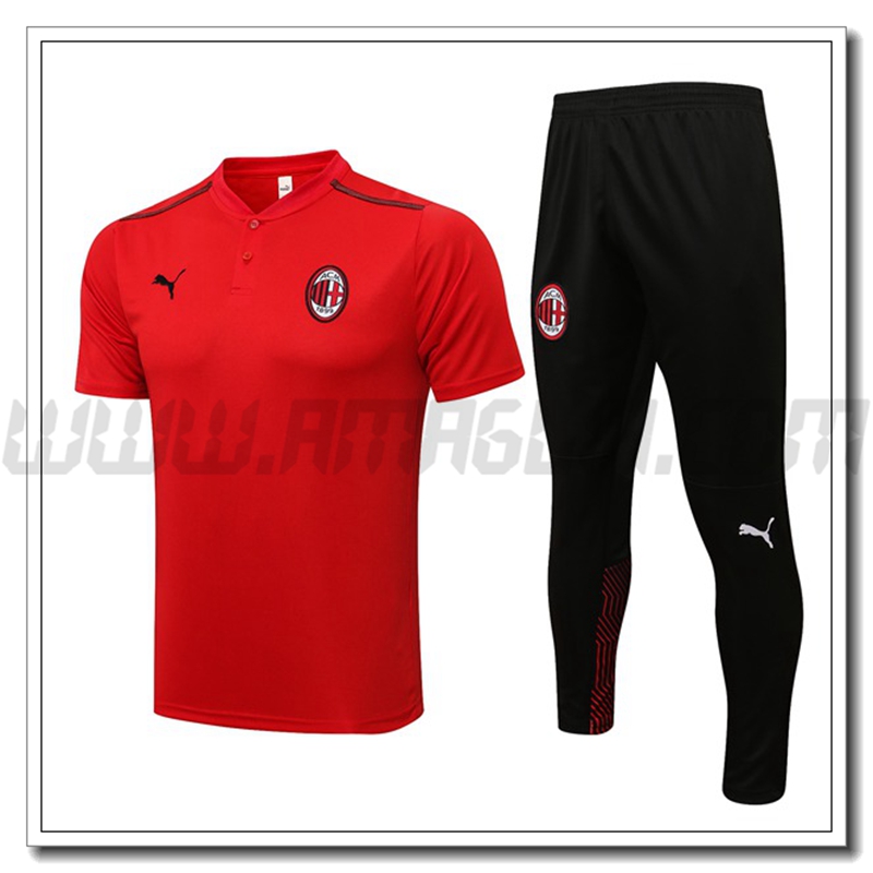 Maglia Polo AC Milan + Pantaloni Rosso/Nero 2021 2022