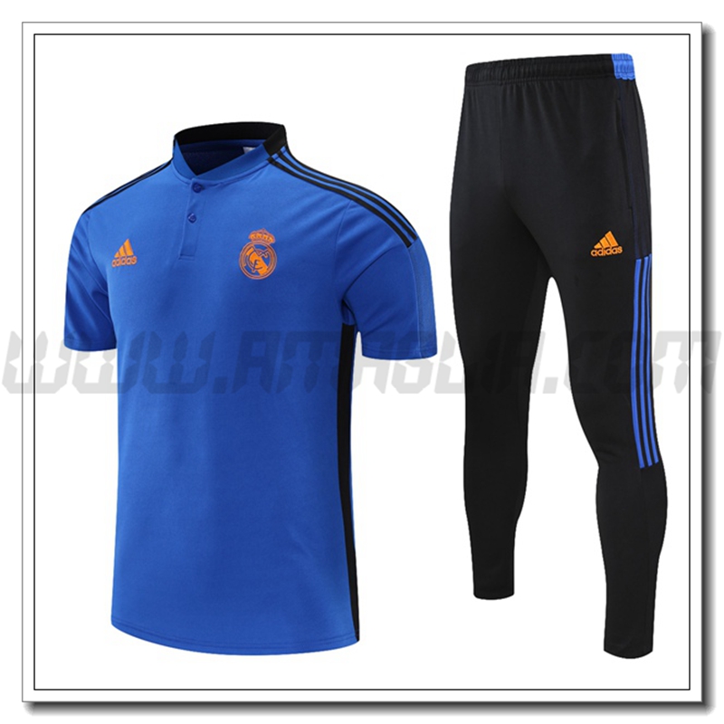 Maglia Polo Real Madrid + Pantaloni Nero/Blu 2021 2022 -01