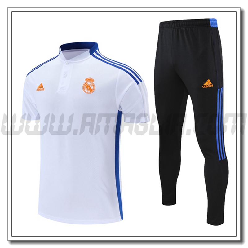 Maglia Polo Real Madrid + Pantaloni Bianco/Blu 2021 2022