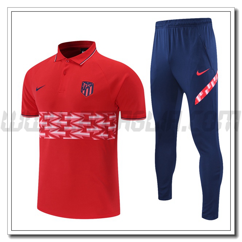 Maglia Polo Atletico Madrid + Pantaloni Bianco/Rosso 2021 2022