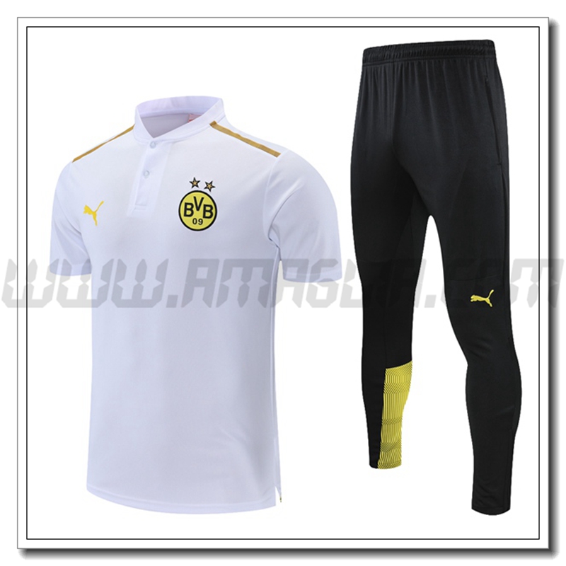 Maglia Polo Dortmund BVB + Pantaloni Bianco/Giallo 2021 2022