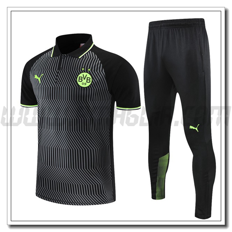 Maglia Polo Dortmund BVB + Pantaloni Grigio/Nero 2021 2022