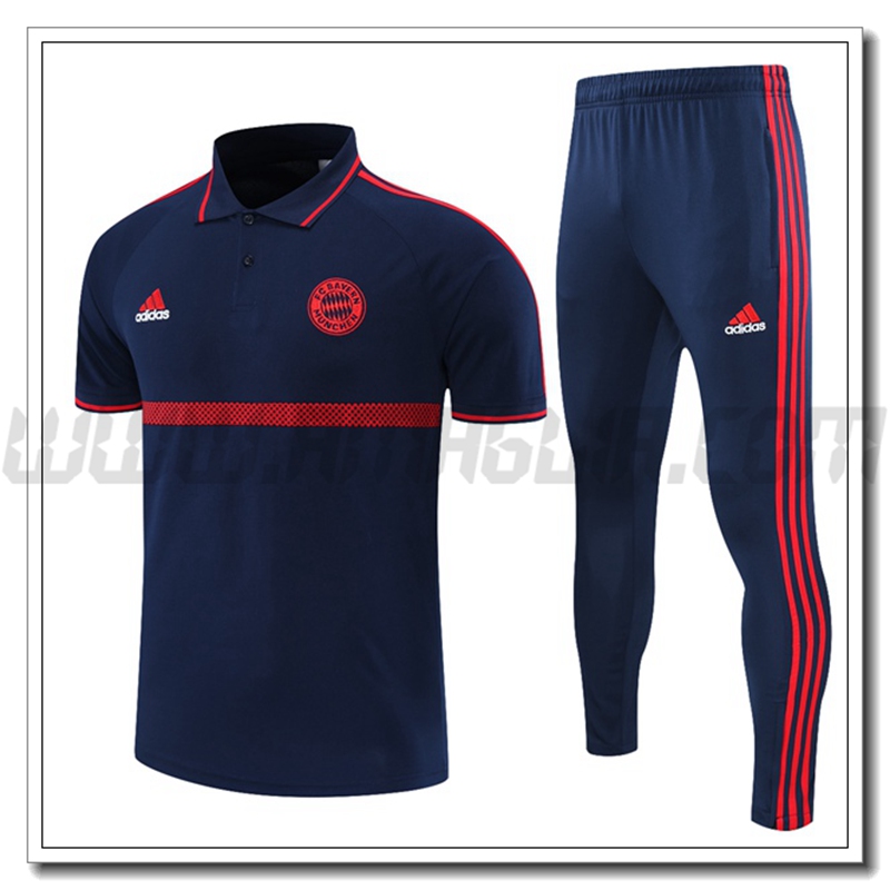 Maglia Polo Bayern Monaco + Pantaloni Blu Marino/Rosso 2021 2022