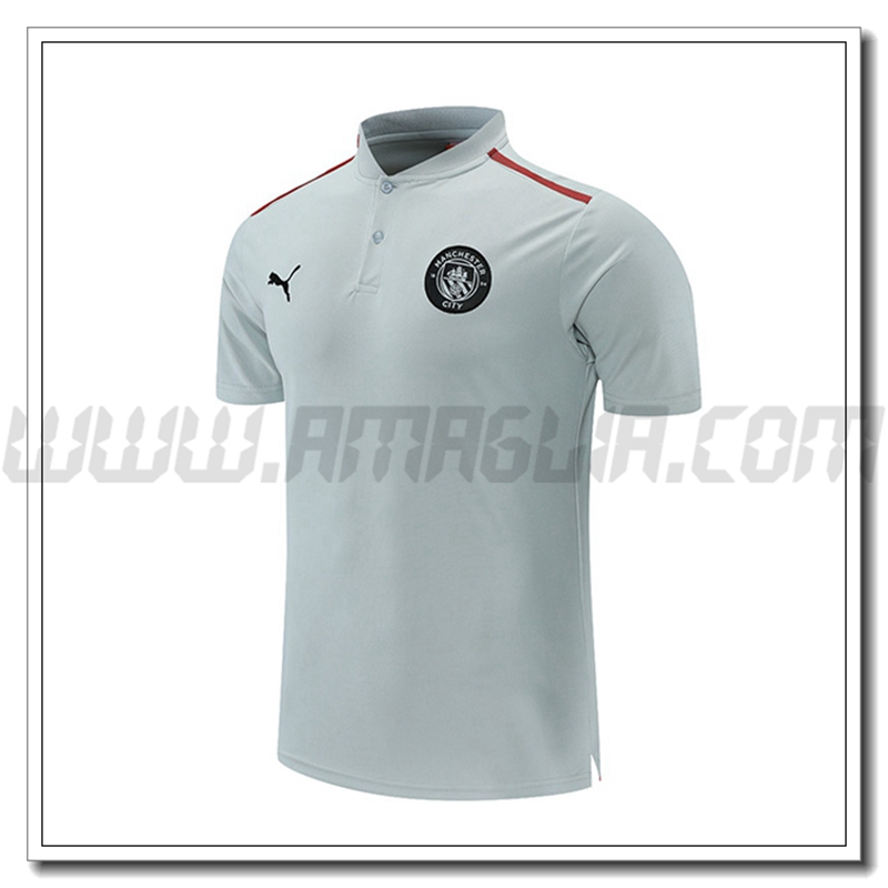 Maglia Polo Manchester City Grigio/Rosso 2021 2022
