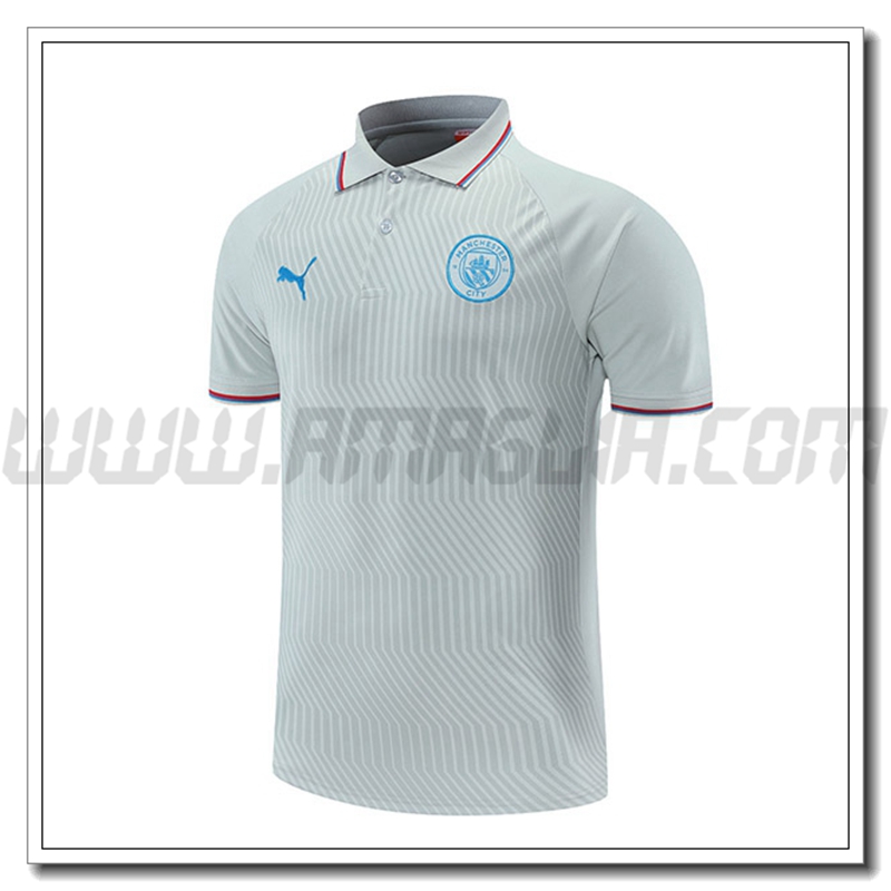 Maglia Polo Manchester City Rosso/Grigio 2021 2022