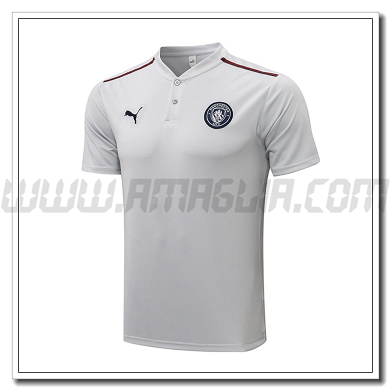 Maglia Polo Manchester City Grigio/Nero 2021 2022