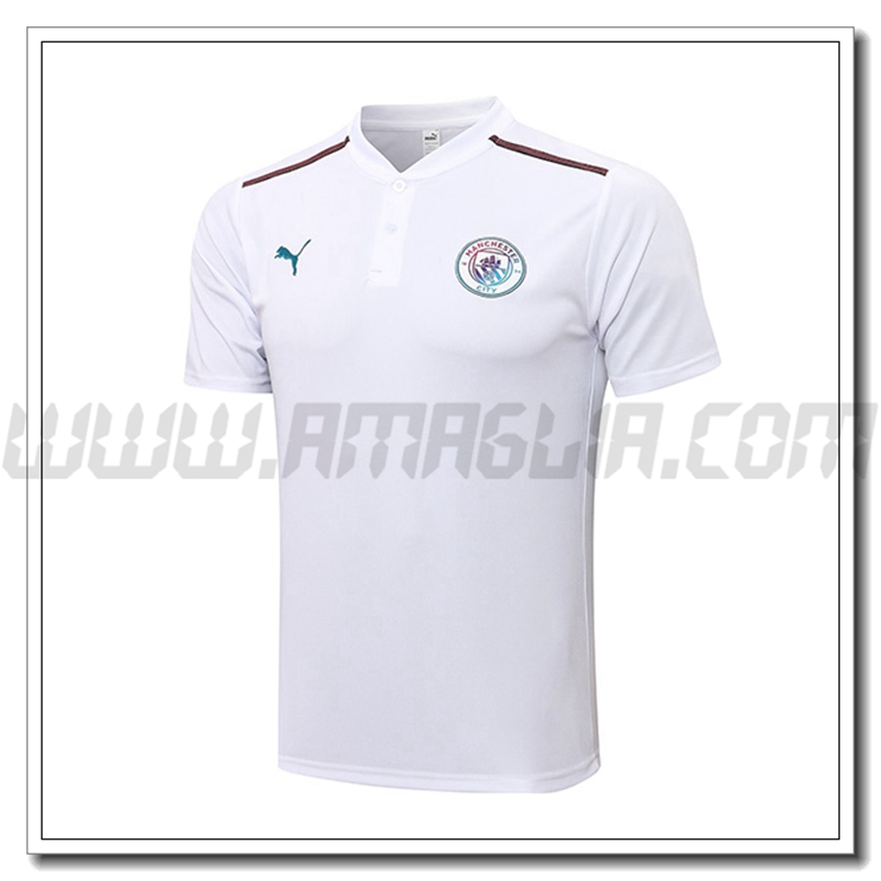 Maglia Polo Manchester City Bianco 2021 2022