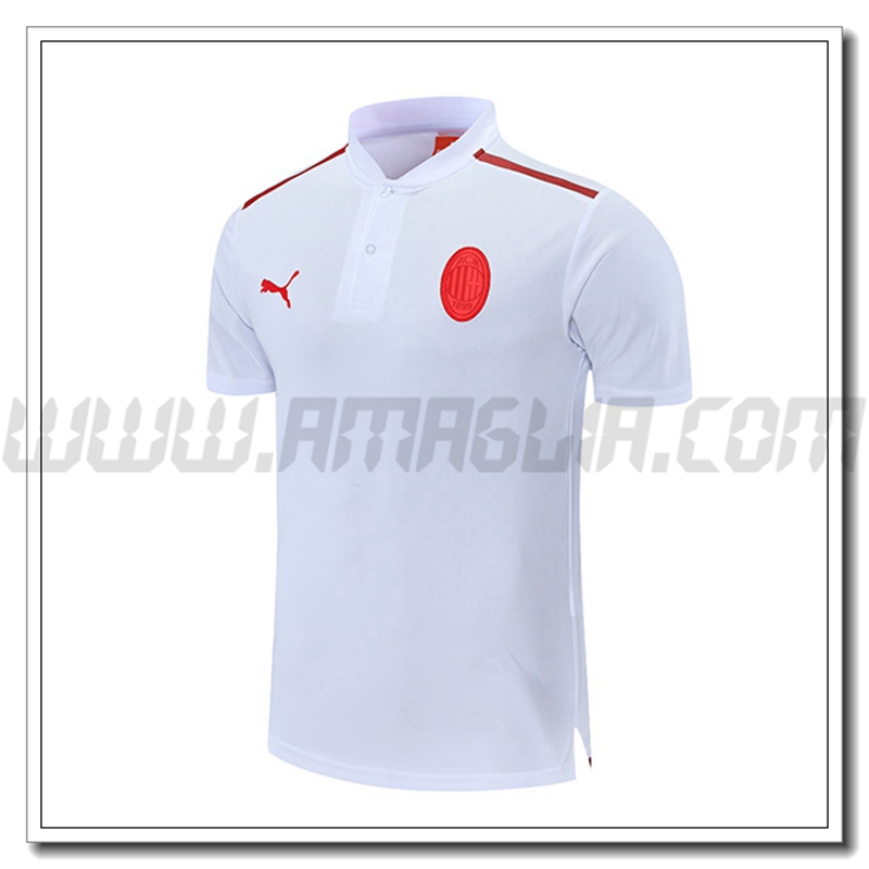 Maglia Polo AC Milan Bianco/Rosso 2021 2022 -01