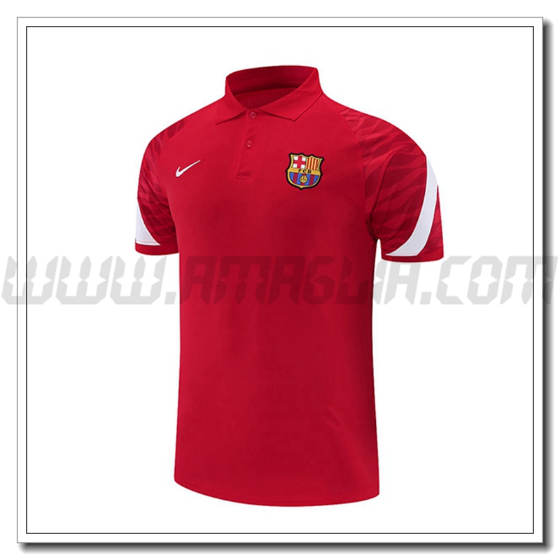 Maglia Polo FC Barcellona Bianco/Rosso 2021 2022