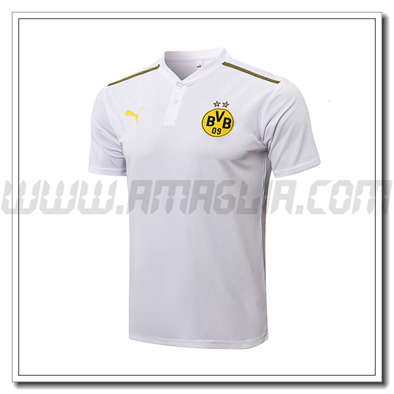 Maglia Polo Dortmund BVB Bianco/Grigio 2021 2022
