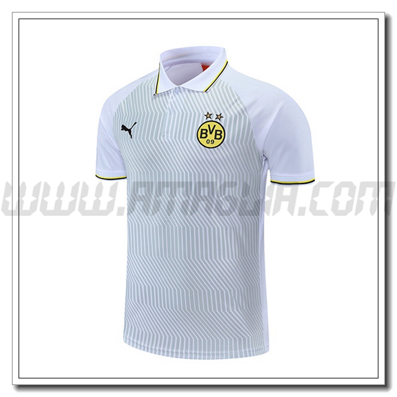 Maglia Polo Dortmund BVB Bianco/Grigio Giallo 2021 2022