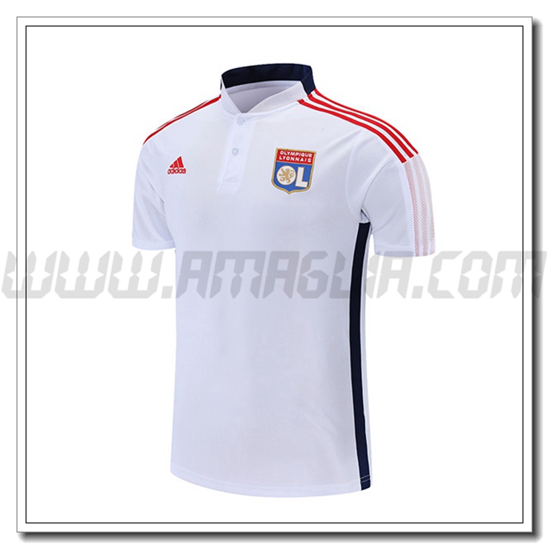 Maglia Polo Lyon OL Bianco/Blu Marino 2021 2022