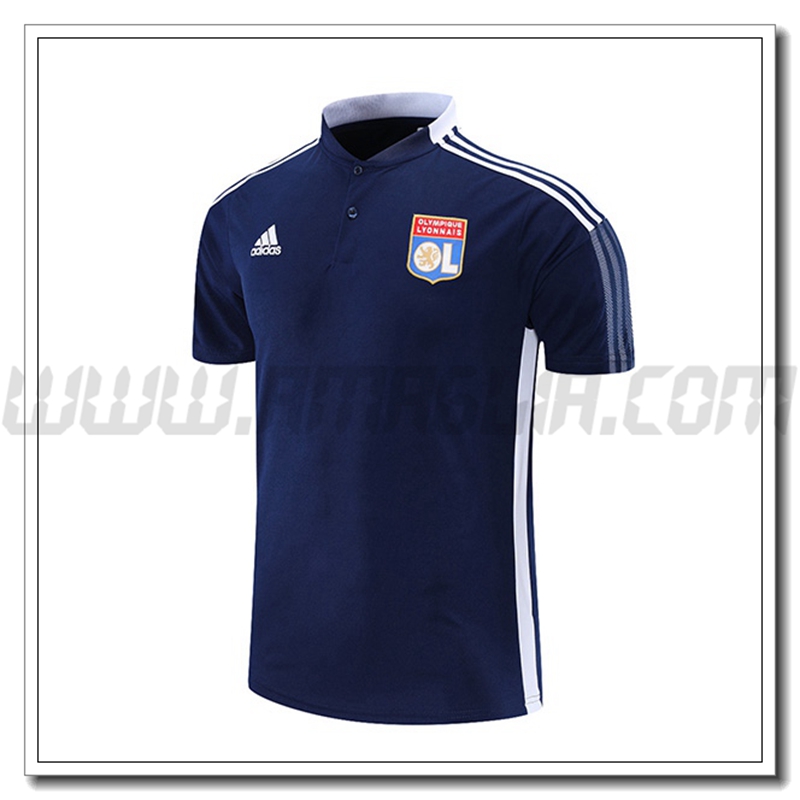 Maglia Polo Lyon OL Blu Marino/Bianco 2021 2022
