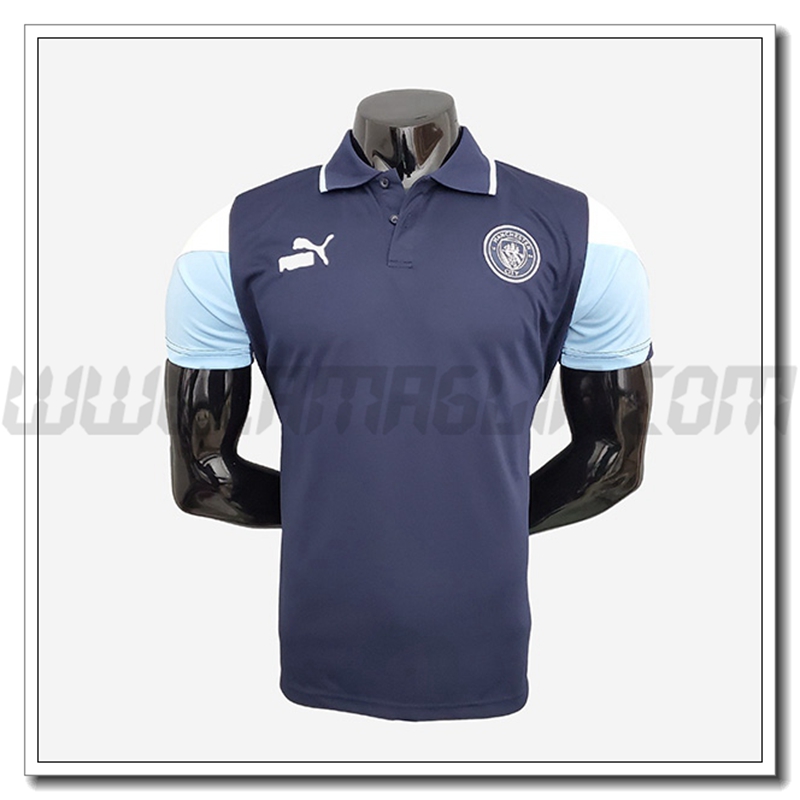 Maglia Polo Manchester City Blu Marino/Blu/Bianco 2021 2022