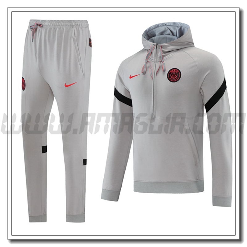 Tuta Giacca con Cappuccio Jordan PSG Nero/Grigio 2021 2022