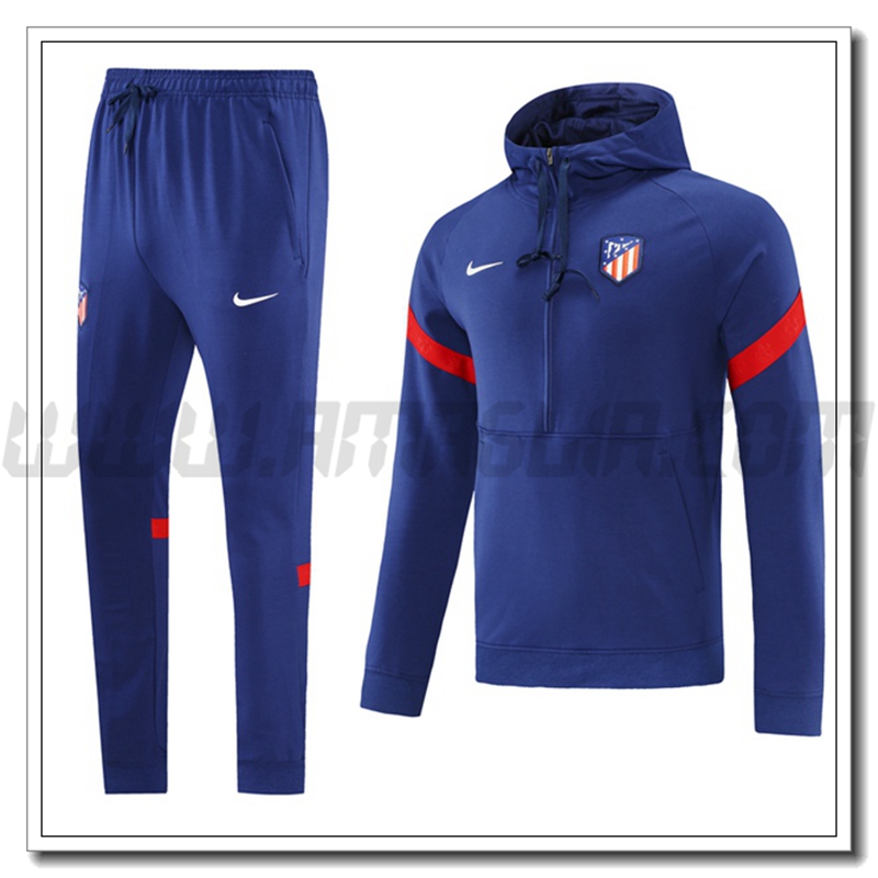 Tuta Giacca con Cappuccio Atletico Madrid Blu/Rosso 2021 2022