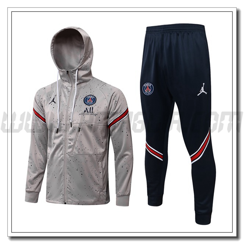 Tuta Giacca con Cappuccio Jordan PSG Grigio 2021 2022