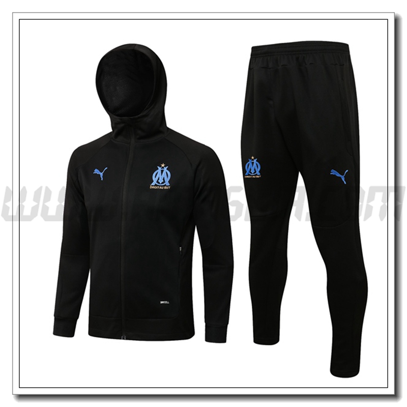 Tuta Giacca con Cappuccio Marsiglia OM Nero 2021 2022