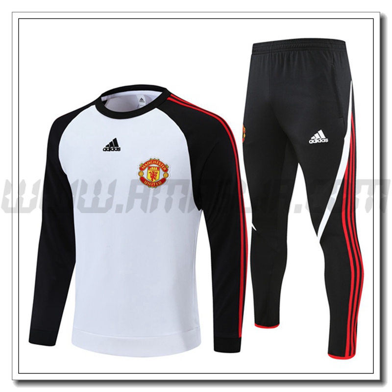 Tuta Allenamento Manchester United Bambino Bianco/Nero 2021 2022