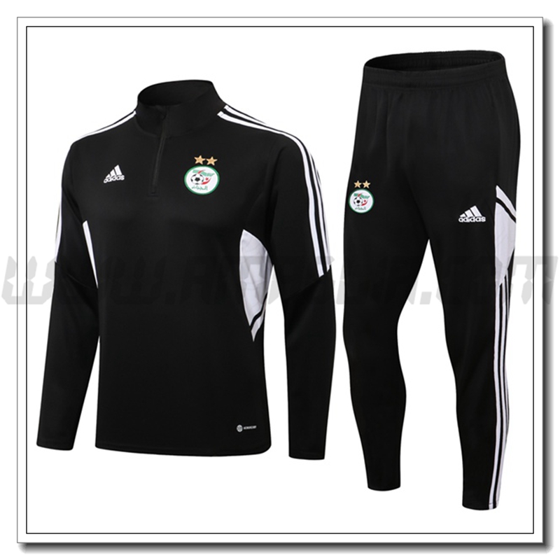 Tuta Allenamento Algeria Bambino Nero/Bianco 2021 2022