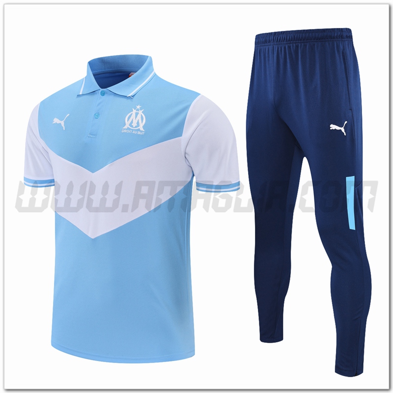 Maglia Polo Marsiglia OM + Pantaloni Bianco/Blu 2021 2022