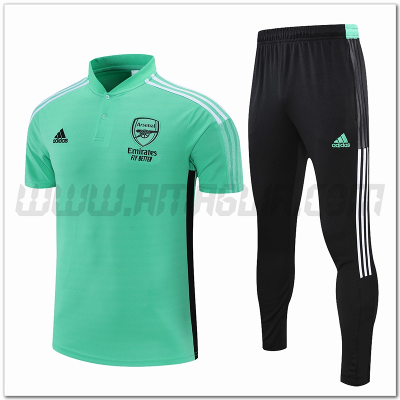 Maglia Polo FC Arsenal + Pantaloni Verde/Nero 2021 2022