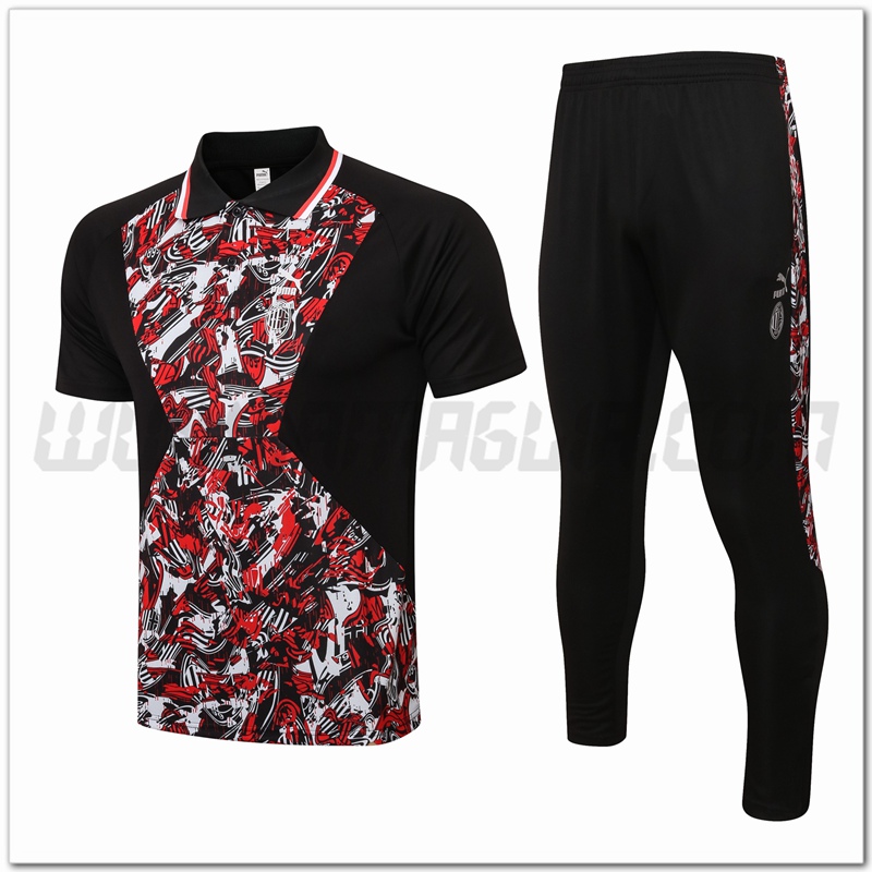 Maglia Polo AC Milan + Pantaloni Nero/Rosso 2021 2022