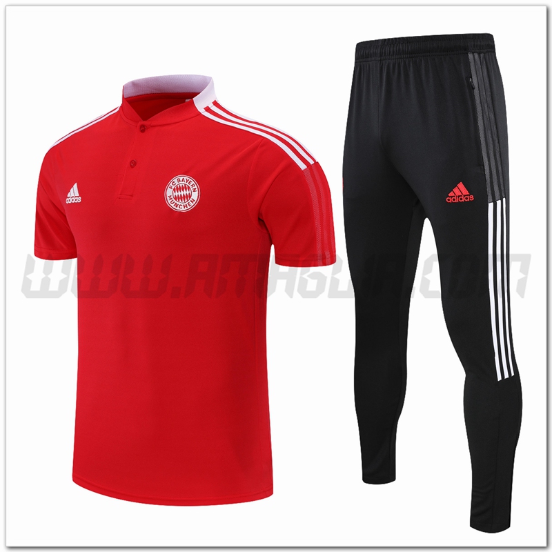 Maglia Polo Bayern Monaco + Pantaloni Bianco/Rosso 2021 2022