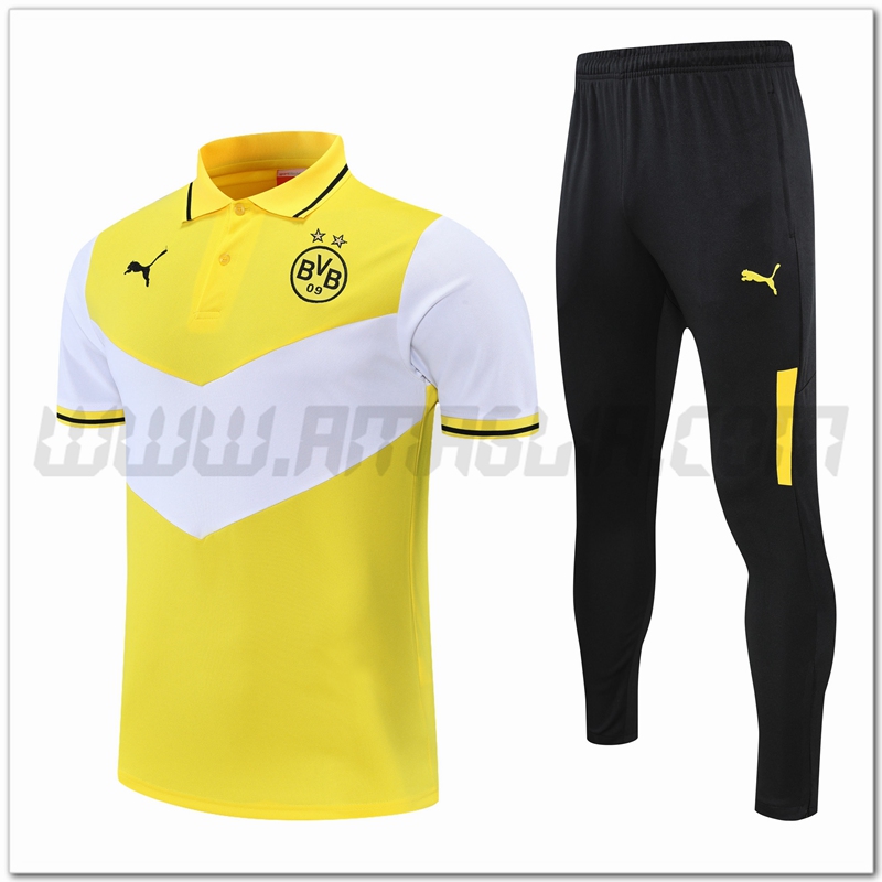 Maglia Polo Dortmund BVB + Pantaloni Bianco/Giallo 2021 2022
