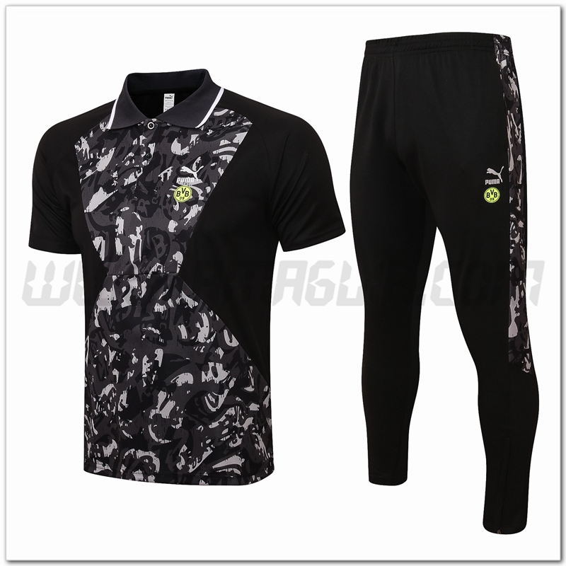 Maglia Polo Dortmund BVB + Pantaloni Bianco/Nero 2021 2022
