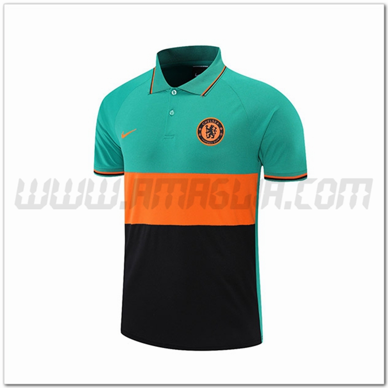 Maglia Polo FC Chelsea Nero/Verde/Arancia 2021 2022