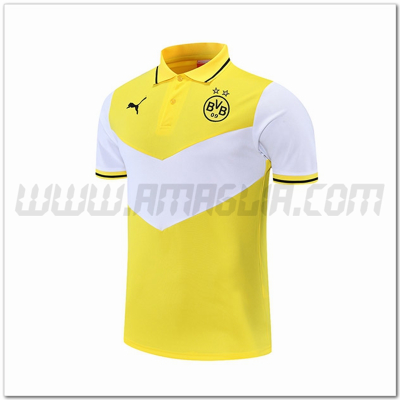 Maglia Polo Dortmund BVB Bianco/Giallo 2021 2022
